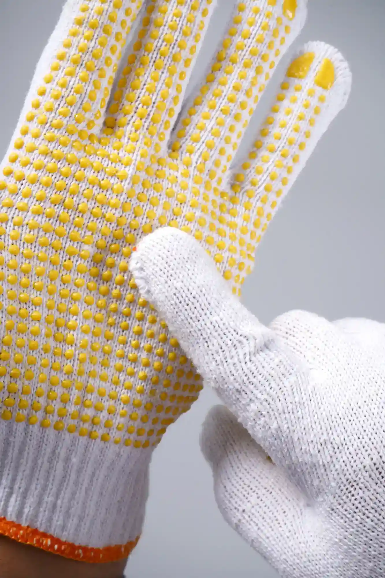 Yellow Cotton Plastic-dotted Work Gloves