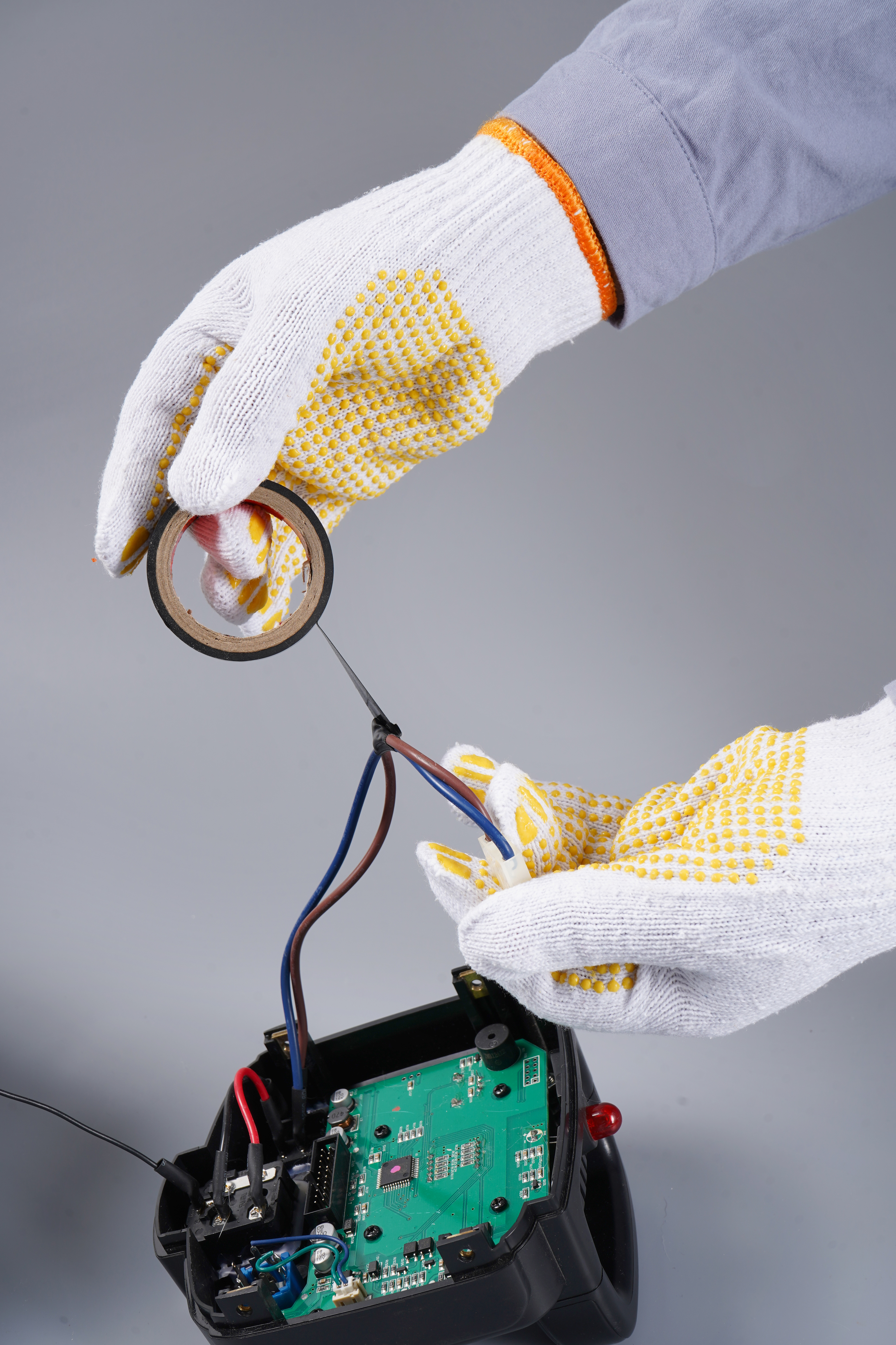 黄棉点塑劳保手套