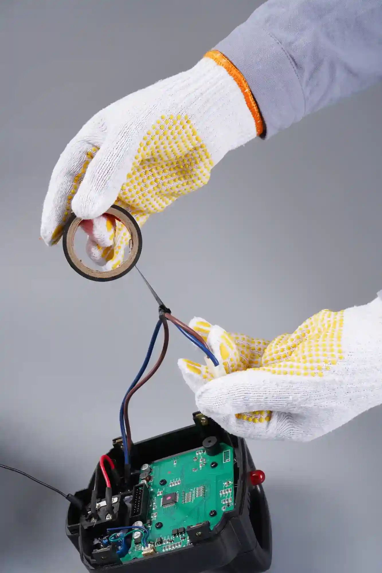 Yellow Cotton Plastic-dotted Work Gloves